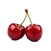 AI generated fresh two cherry png isolated on transparent background