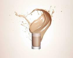 AI generated Liquid foundation splash element, fluid cosmetic cream 3d rendering. AI Generated photo