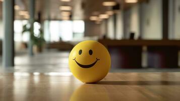 AI generated A Yellow Smiling Ball Can Promote a Positive Work Environment. Generative AI photo