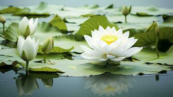 ai generado blanco loto flor en agua. ai generado foto