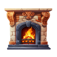 AI generated Gas fireplace png isolated on transparent background