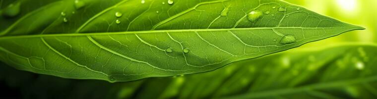 AI generated Green leaf nature background. AI Generated photo