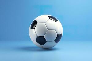 AI generated soccer ball on light blue background. Generative AI photo