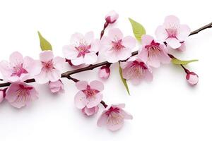 AI generated Sakura flowers isolated on white background. AI Generated photo