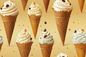 AI generated Incorporate a variety of waffle cones with different ice cream flavors. AI Generated photo