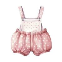 AI generated Pink baby girl romper in watercolors on a white background. AI Generated photo