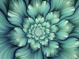 AI generated Aqua and Green psychedelic fractal.  AI Generated photo