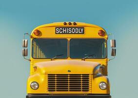 AI generated Front view of a yellow school bus. AI Generated photo
