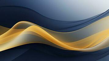 AI generated Gold and navy blue waves abstract. AI Generated. photo