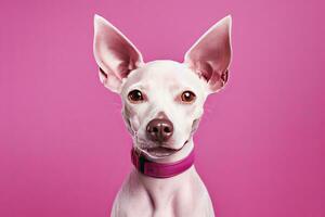 AI generated Pink colored dog on Pink Background. AI Generated photo