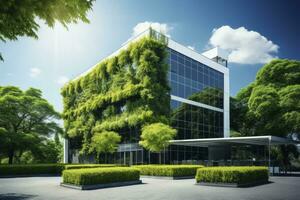 AI generated Office building with green environment. AI Generated photo