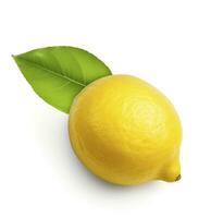 AI generated Lemon with leaf isolated on white background. AI Generated photo