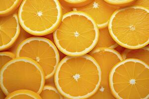 AI generated Orange fruit slices citrus arrangement full frame background. AI Generated photo