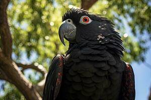 AI generated A Beautful Red Tailed Black Cockatoo. AI Generated photo