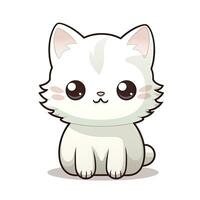 ai generado linda kawaii gato clipart icono blanco antecedentes. ai generado foto