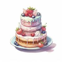 AI generated Set of Cake piece illustration on white background. AI Generated photo