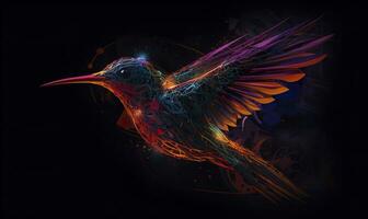 ai generado colibrí logo con múltiple colores volador mediante el aire. ai generado foto