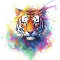 AI generated Watercolor tiger head on isolated with white background. AI Generated photo