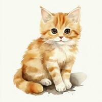 AI generated Watercolor cat clip art on white background. AI Generated photo