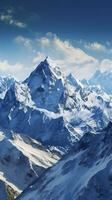 AI generated The beauty of a majestic and snow capped mountain range, with rugged peaks, AI Generative photo