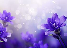 AI generated Abstract spring background with purple flowers. AI Generated photo