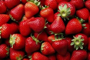 AI generated Texture of fresh strawberries as background. Generative AI photo