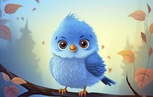 AI generated Cute little bird with a  nature background.  AI Generated. photo