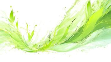 AI generated Green herbal tea wave splash with leaves flow. AI Generated photo