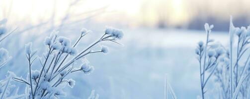 AI generated Frozen snowy grass, winter natural abstract background. beautiful winter landscape. AI Generated photo