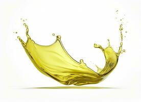 AI generated Olive or engine oil splash, cosmetic serum liquid isolated on white background. Generative AI photo