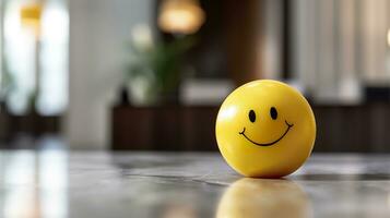 AI generated A Yellow Smiling Ball Can Promote a Positive Work Environment. Generative AI photo