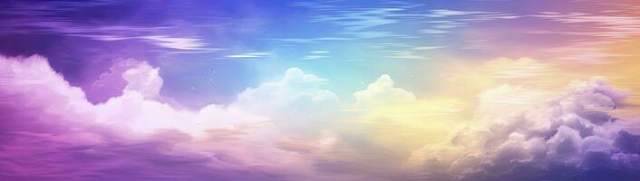 AI generated Rainbow sky with fluffy clouds. Multicolored toned sky. AI Generated. photo