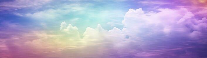 AI generated Rainbow sky with fluffy clouds. Multicolored toned sky. AI Generated. photo