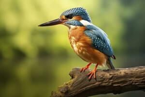 AI generated Kingfisher sitting on the tree branch. AI Generated photo