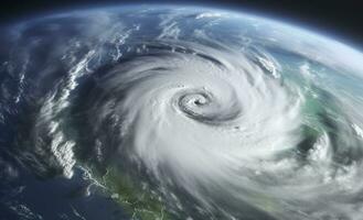 AI generated Super Typhoon, tropical storm, cyclone, tornado, over ocean. Weather background. Generative AI photo