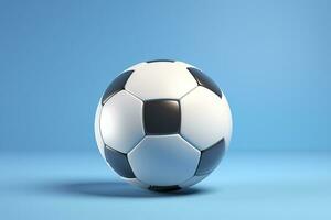 AI generated soccer ball on light blue background. Generative AI photo