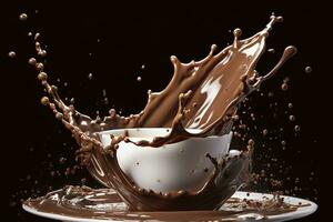 AI generated splash of chocolate or Cocoa. Generative AI photo