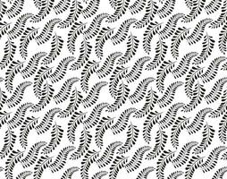 Seamless pattern with creative branches and leaves stem. Black and white abstract background. Vector hand drawn sketch. Retro simple tiny floral leaf stems and drops print. Design for fashion, fabric