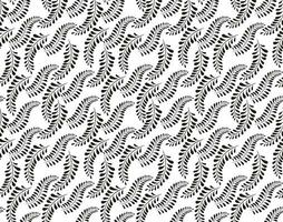 Seamless pattern with creative branches and leaves stem. Black and white abstract background. Vector hand drawn sketch. Retro simple tiny floral leaf stems and drops print. Design for fashion, fabric