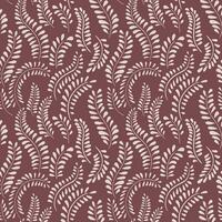 Vector hand drawn tiny branches leaves with drops pattern. Seamless simple shape leaf stems on a brown background. Design for fashion, fabric, wallpaper.