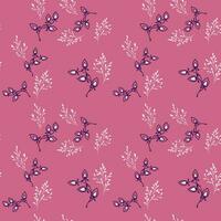 Abstract stylized minimalistic floral branches seamless pattern. Simple tiny leaves stem background. Vector hand drawn. Design for fashion, textile, fabric, wallpaper, surface design