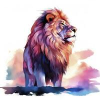 AI generated Watercolor Lion on a white background. For T-shirt Design. AI Generated photo