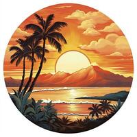 AI generated Tropical sunset for t-shirt design. AI Generated photo