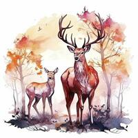 AI generated Colorful Deers in Forest. T-shirt design. AI Generated photo