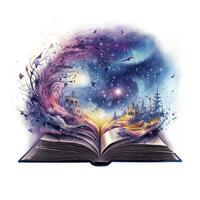 AI generated Galaxy celestial fantasy book watercolor for T-shirt Design. AI Generated photo