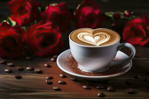 AI generated Valentine's Day Coffee. AI Generated photo