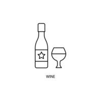 Wine bottle with wine glass concept line icon. Simple element illustration. Wine bottle with wine glass concept outline symbol design. vector