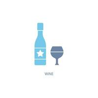 Wine bottle with wine glass concept line icon. Simple element illustration. Wine bottle with wine glass concept outline symbol design. vector