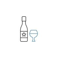 Wine bottle with wine glass concept line icon. Simple element illustration. Wine bottle with wine glass concept outline symbol design. vector