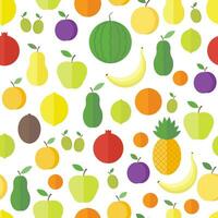 A bright seamless pattern with fruits in flat vector